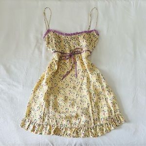 Urban Outfitters Yellow Floral Satin Slip